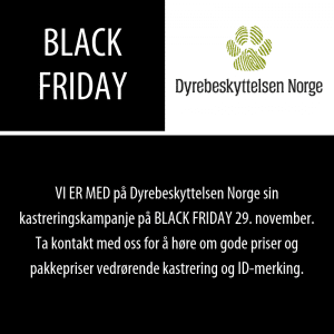 Infobilde om kastreringskampanjen til Dyrebeskyttelsen Norge på Black Friday - 29. november