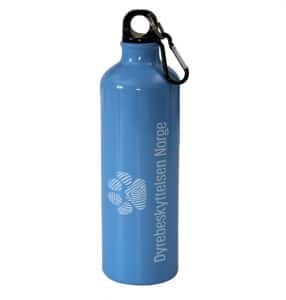 Lyseblå vannflaske med Dyrebeskyttelsen Norges logo